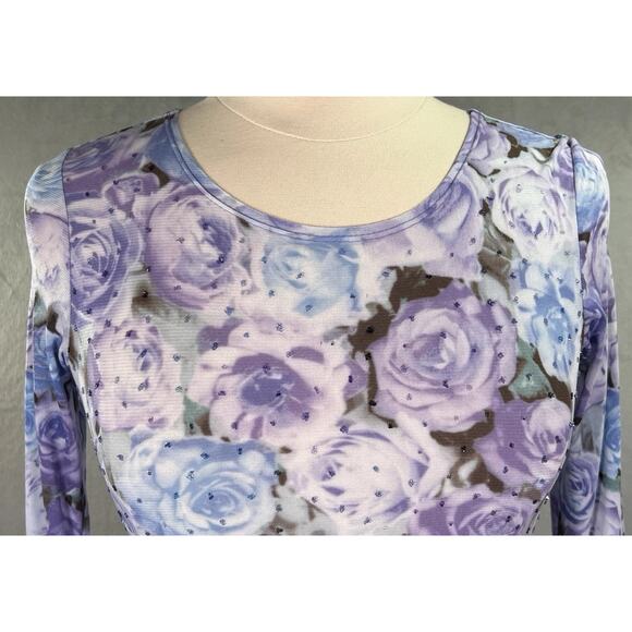Vtg 90s Y2k Sheer Mesh Floral Top M Hippie Goth Boho Fairy Grunge Rave Phoebe - Picture 2 of 11